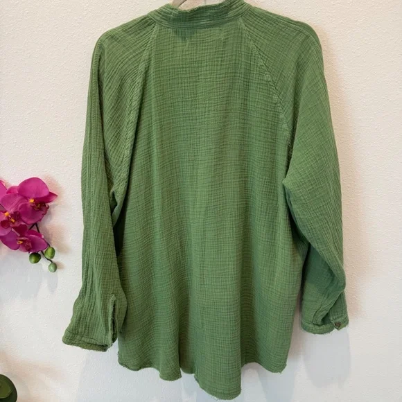 FREE PEOPLE We the Free Women’s Summer Daydream Button Down Green Shirt S NWT - Picture 2 of 12
